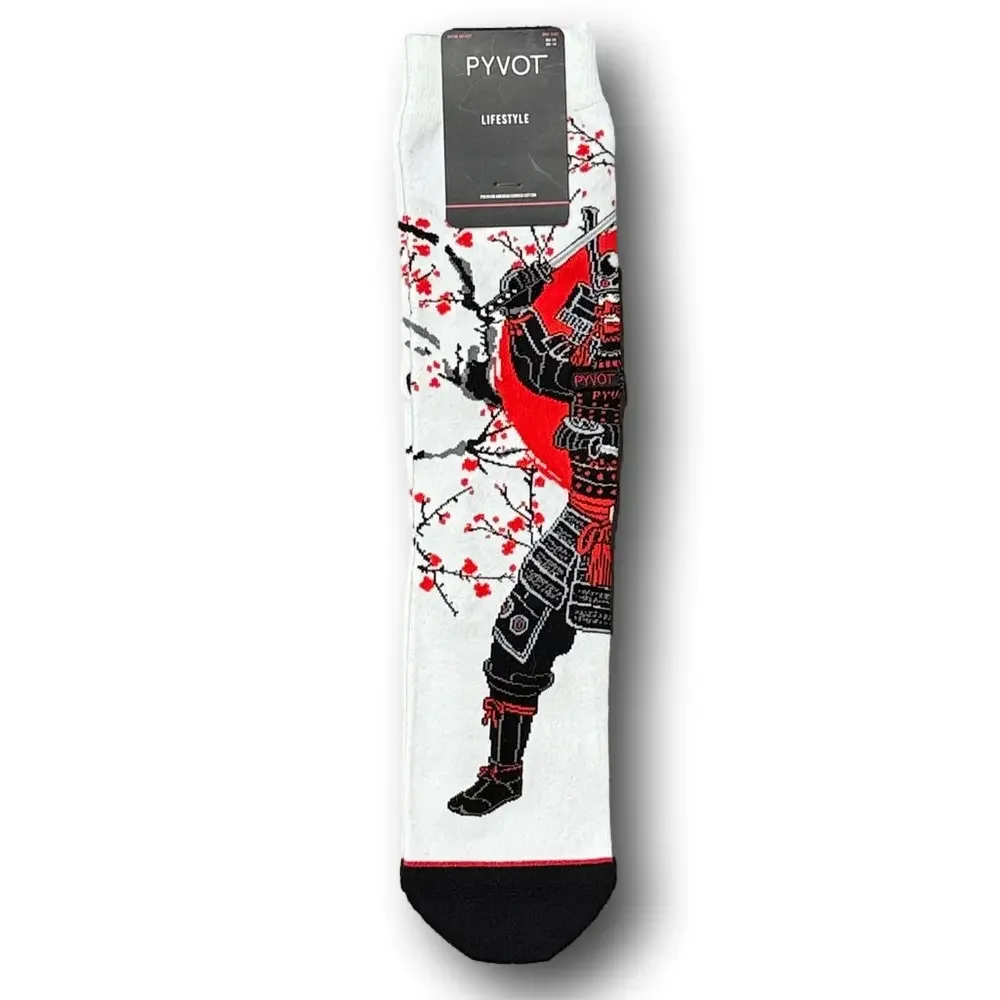 3/$18 Japanese Samurai Funny Novelty Crew Socks - NWT